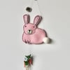 'Happy Easter Pink Bunny' - Hanging Decoration