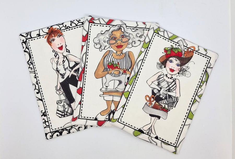 Ladies Mug Rug Coasters Set4