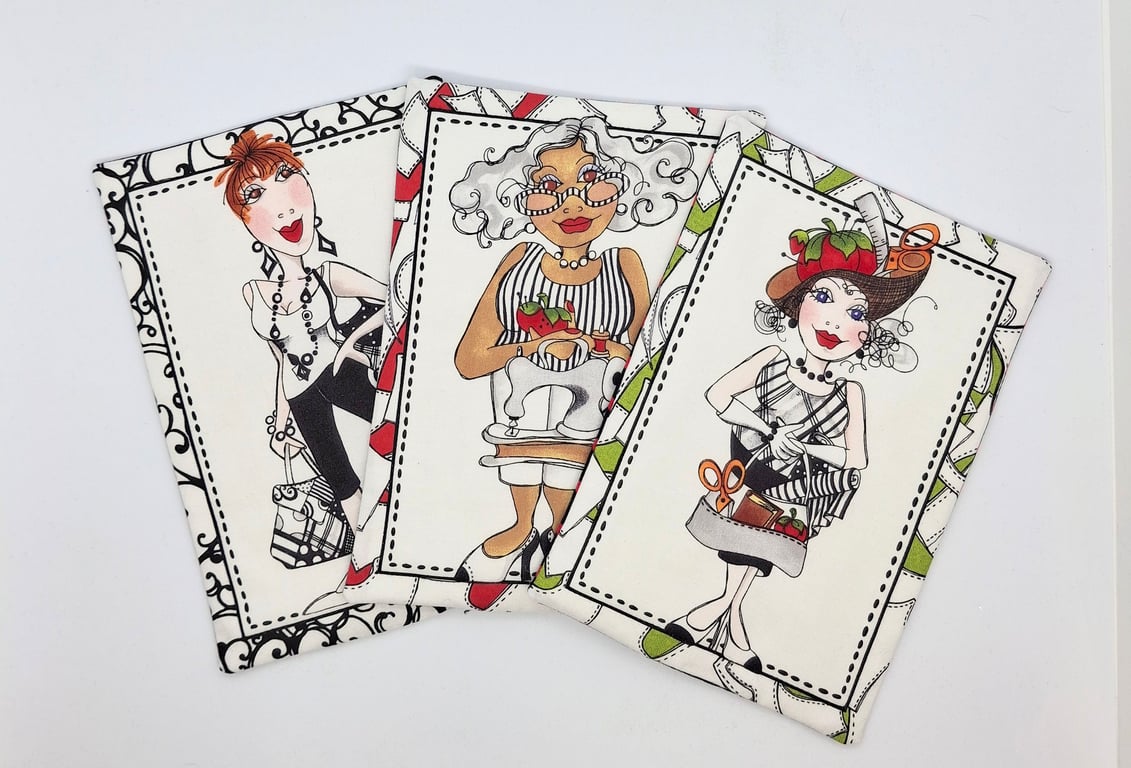 Ladies Mug Rug Coasters Set4