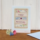 Anniversary card, hand-stitched, pretty, detailed, delicate, a card to keep