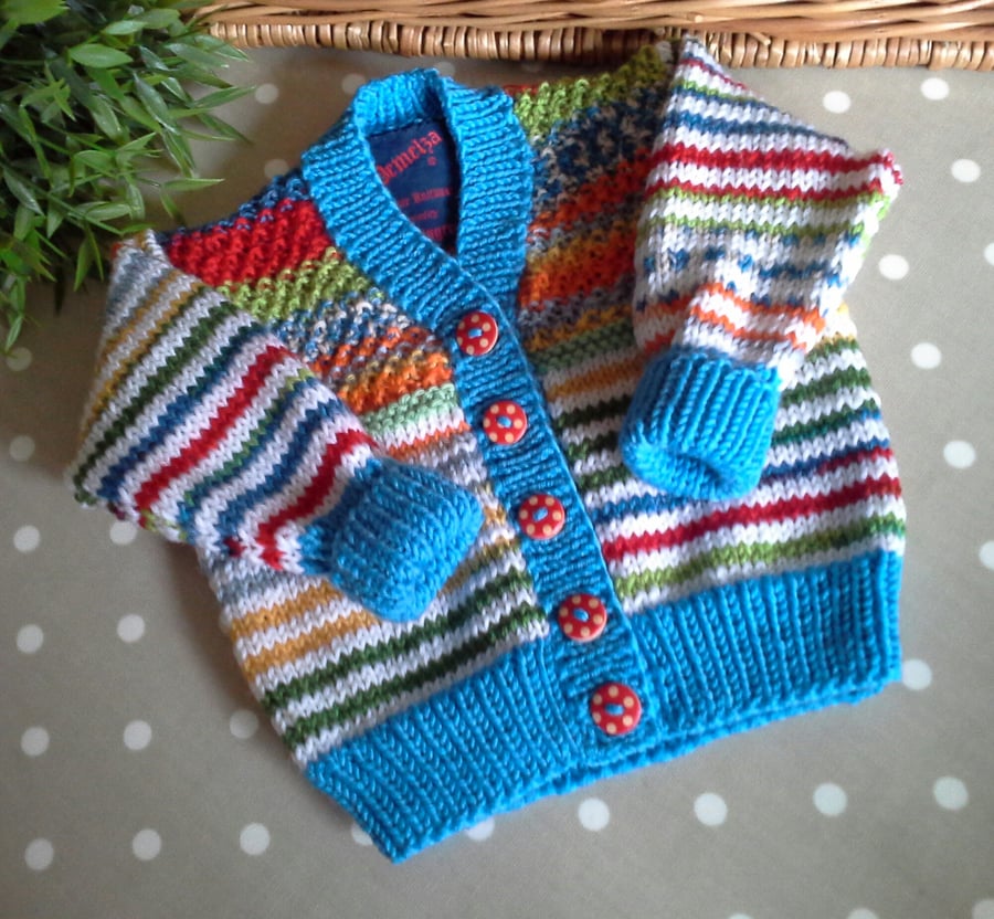 Luxury Hand Knitted Baby Pure Merino Wool Cardigan 9-18 months size