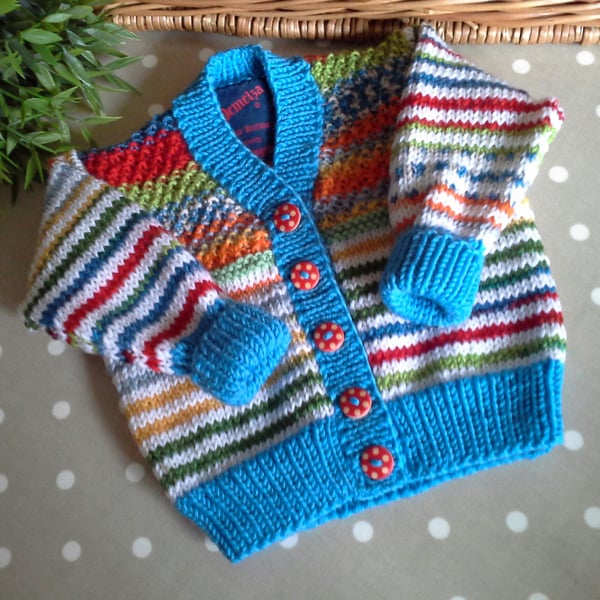 Designer Hand Knitted Baby Pure Merino Wool Cardigan 6 -12 months size