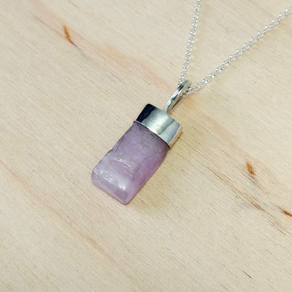 Sterling Silver Natural Kunzite Pendant