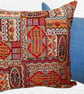 Scatter Cushion with Pad: Tapestry Africa design Denim Blue reverse 17"(43cm) - Image 1