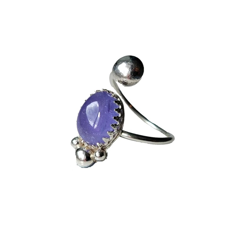 Tanzanite Ring Sterling Silver Adjustable Gemstone Jewellery Gift Box