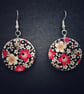 Large flower button dangle earrings - Image 4