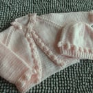 14" Baby Bobble Edged Cardigan And Hat Set