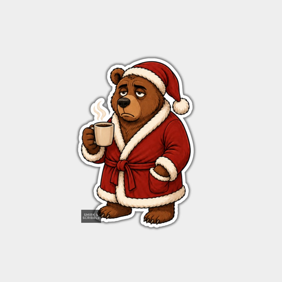 Unique Funny Christmas Sticker Xmas Decal - Grumpy Bear