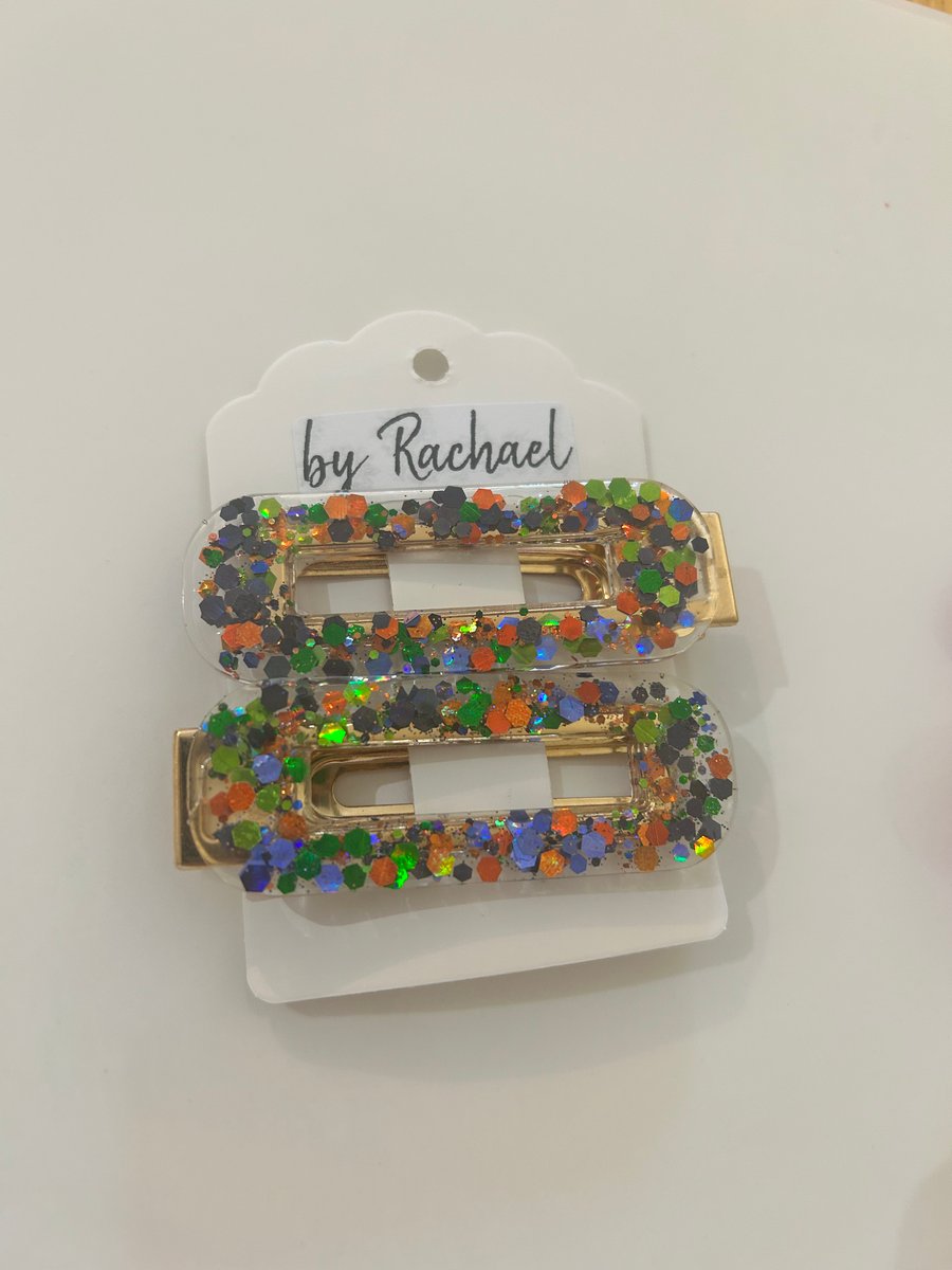 Halloween glitter hair clips