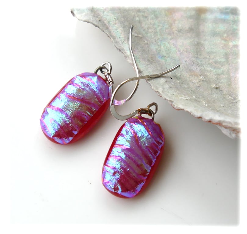 Dichroic Glass Earrings 228 Handmade Fused 