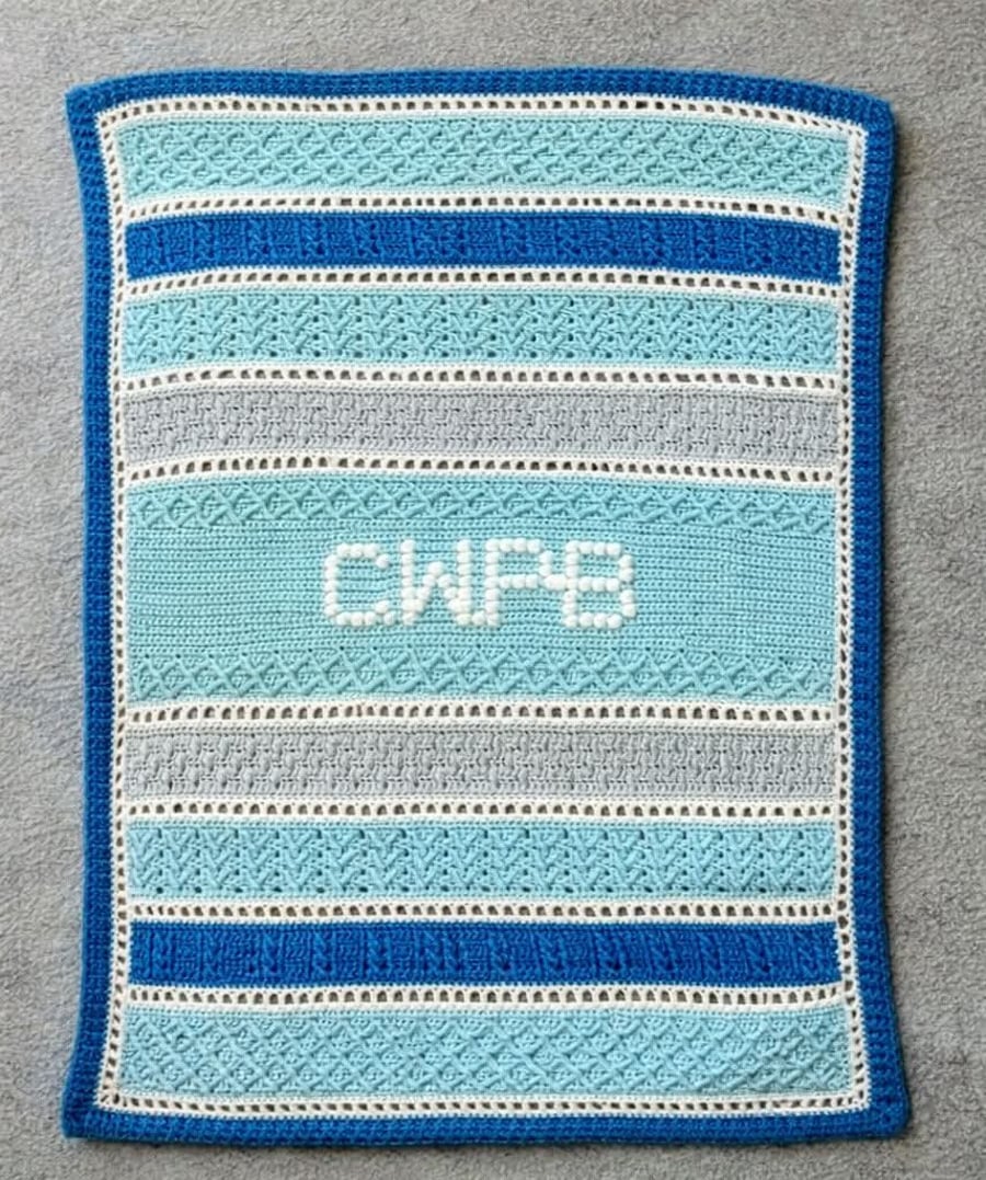Handmade Personalised Crochet Baby Blanket - New Baby Keepsake