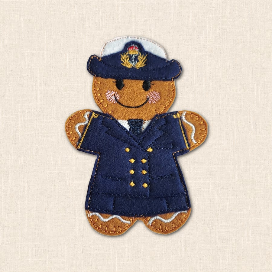WREN Officer Gingerbread Decoration - Embroidered Royal Navy Character