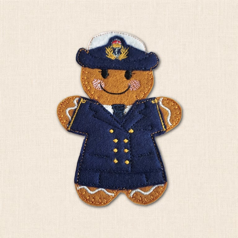 WREN Officer Gingerbread Decoration - Embroidered Royal Navy Character