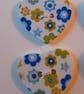 Set of Seven Heart Buttons – Blue and Green Floral Design - Image 5