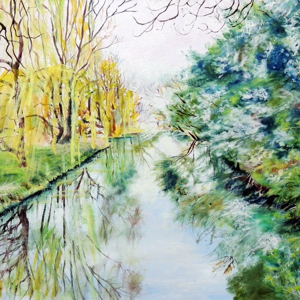 Springtime  River Landscape Original Oil Painting