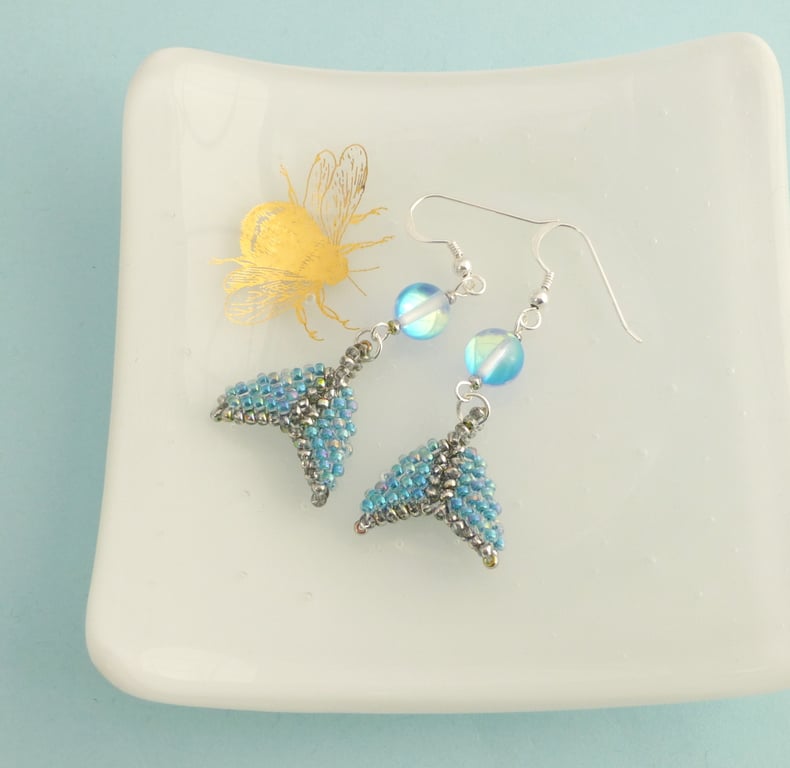 Blue Beaded Whale Tail Earrings in the Perfectly Imperfect Sale