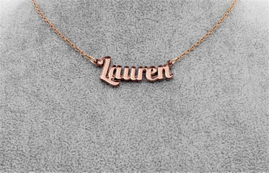 Rose Gold mirror acrylic personalised Name Necklace