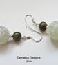 Designer Serpentine Rounds & Chinese Jadeite Sterling Silver Earrings - Image 2