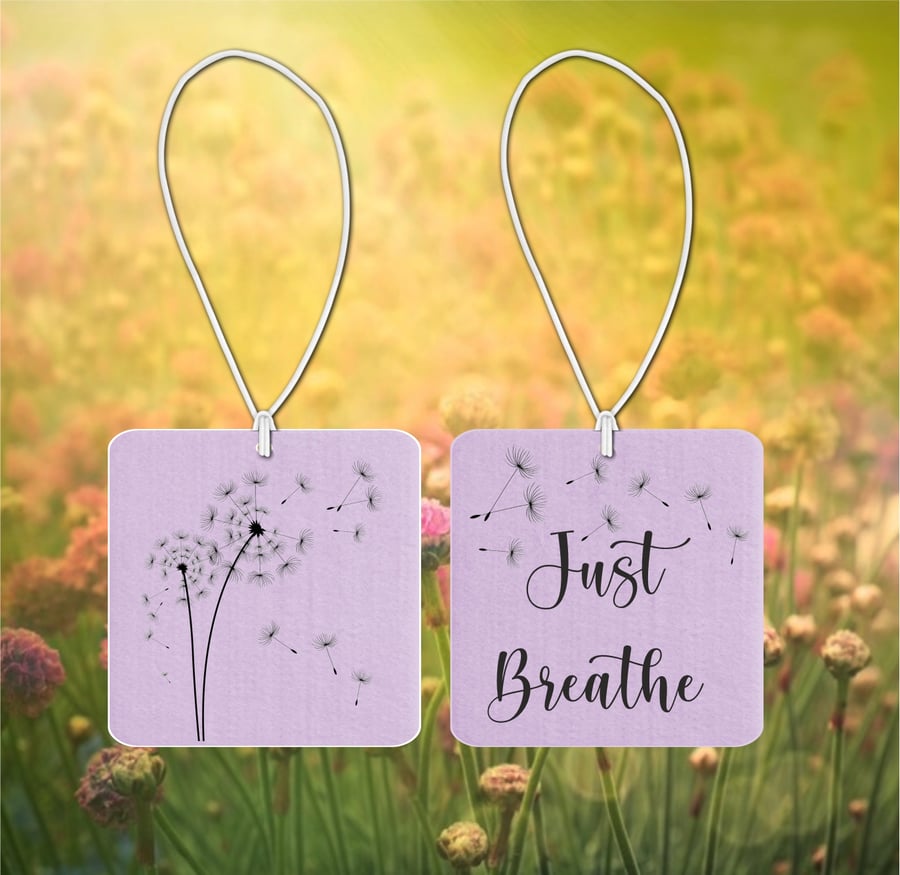 Air Freshener, for car or home, just breathe, dandelion flower, stocking filler