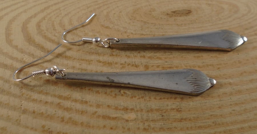 Upcycled Silver Plated Tassel Sugar Tong Handle Earrings SPE062009