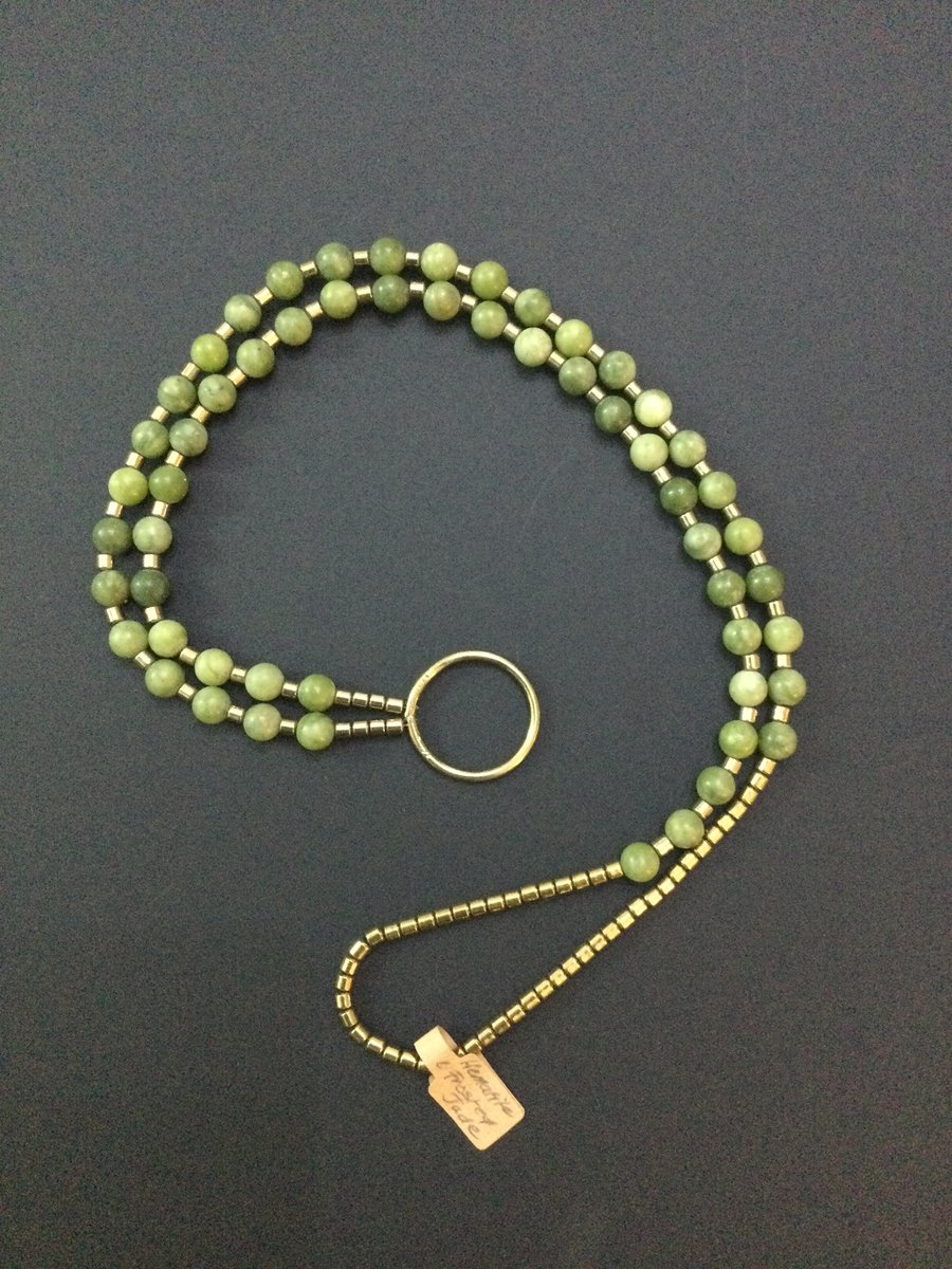 Frosted Jade and Gold Plated Hematite Necklace Glasses Holder