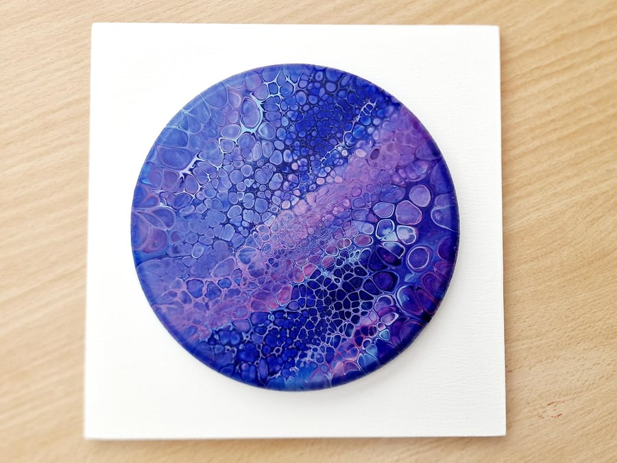 18.5cm x 18.5cm acrylic pour painting wall plaque