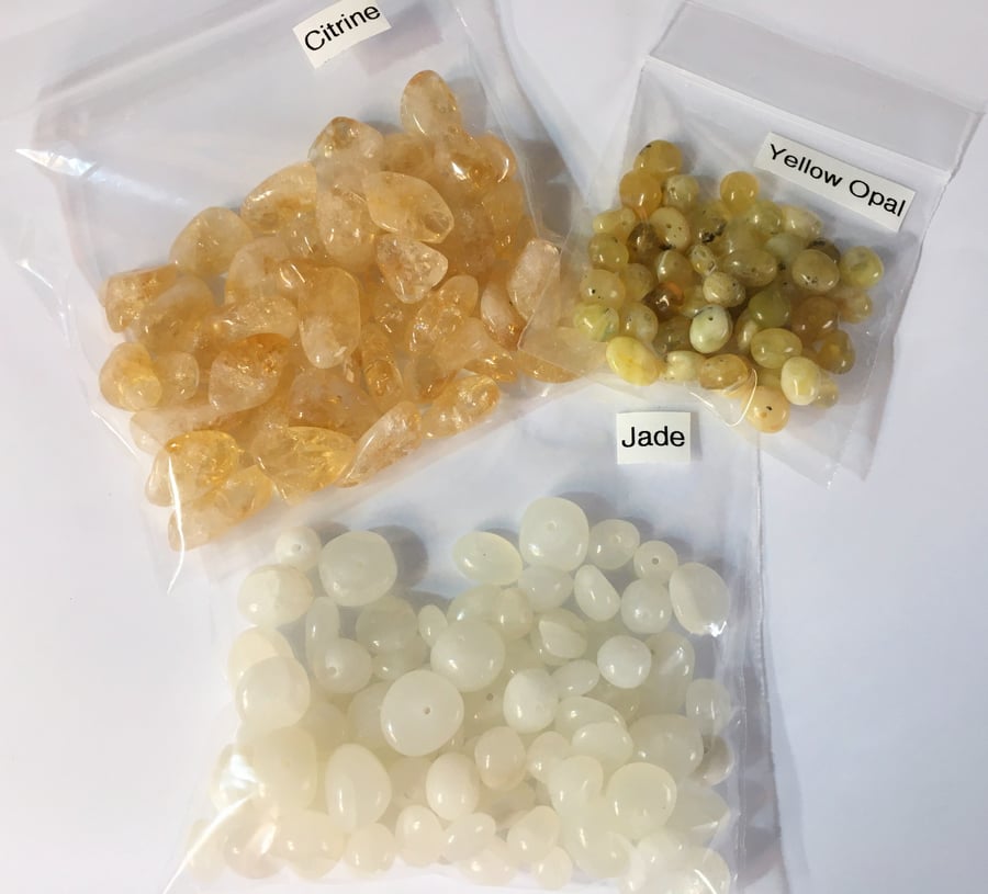 Mixed Beads. Citrine, Jade and Yellow Opal
