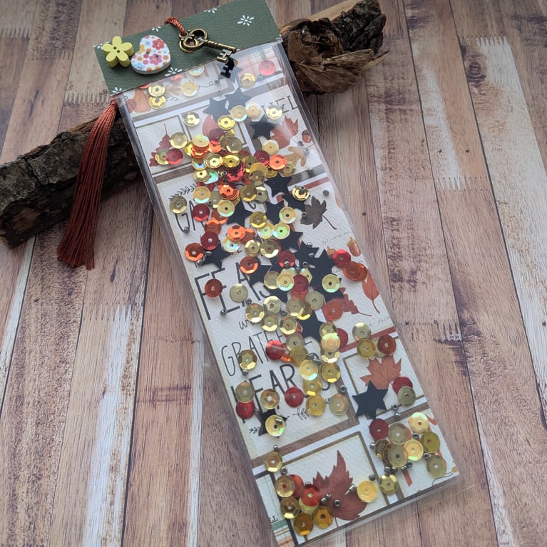 Beautiful handmade shaker bookmark, gift for reader, journal gift