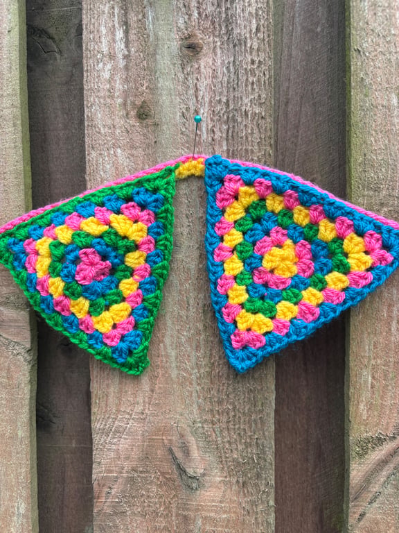Handmade crochet granny bunting
