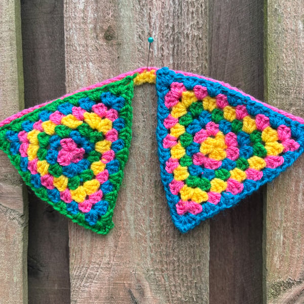 Handmade crochet granny bunting