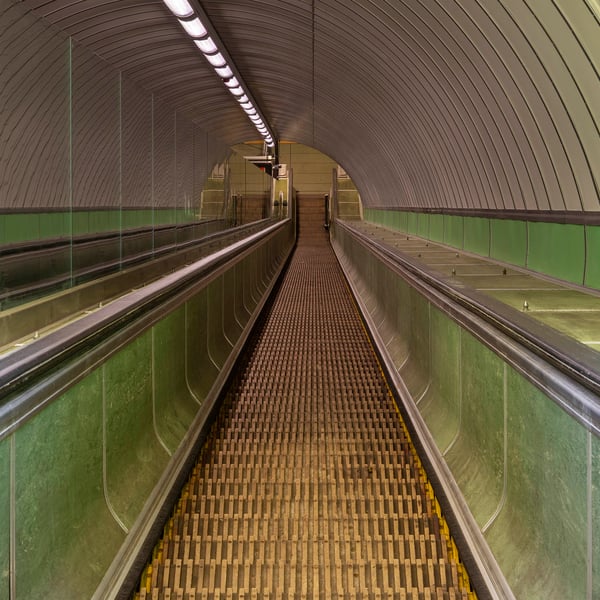Looking down the Tyne foot tunnel escalator