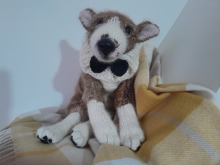 Brindle Whippet Puppy, dotpebblesknits design