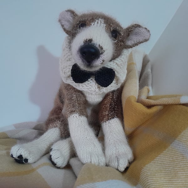 Brindle Whippet Puppy, dotpebblesknits design