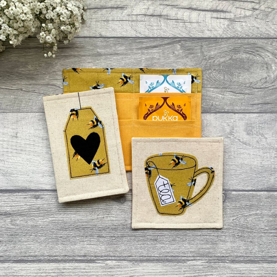 Tea gift set, tea wallet & coaster