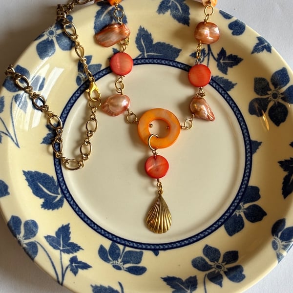 Orange shell necklace 