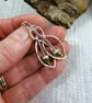 Earrings, Sterling Silver Leaf and Peridot Droppers - Image 2