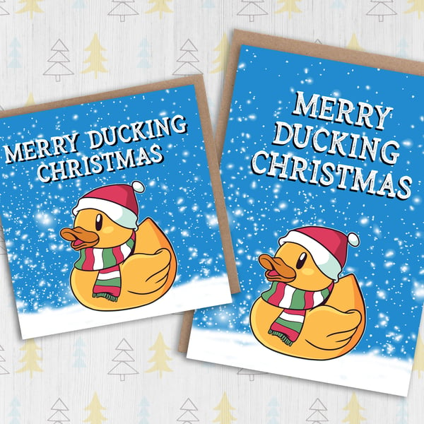 Christmas card: Merry Ducking Christmas