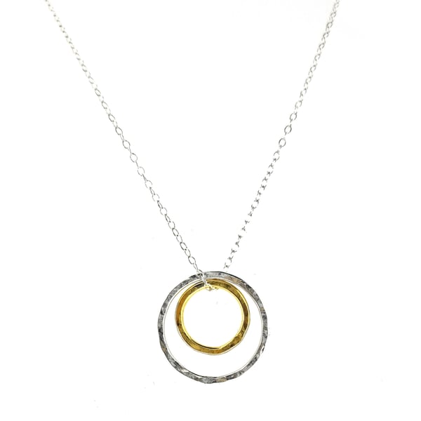 Gold & silver double circle pendant
