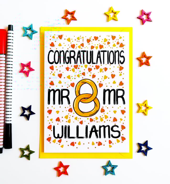 Personalised Gay Wedding Day Card Congratulations MR and MR
