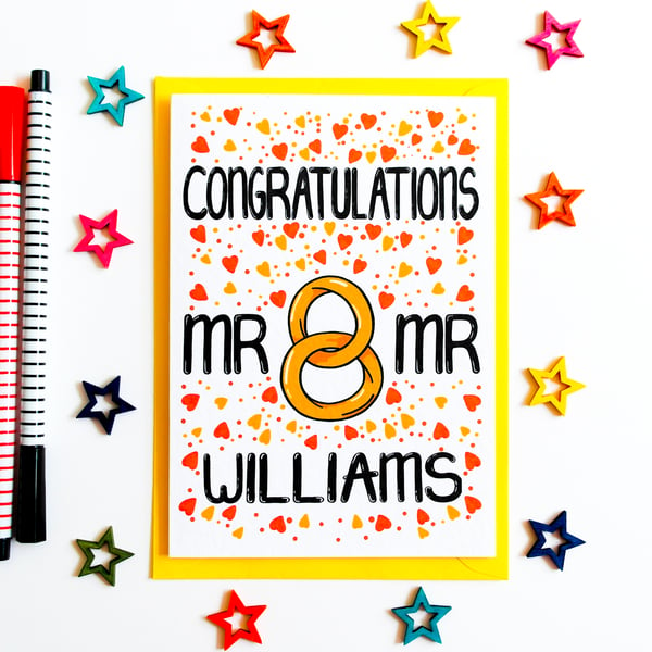 Personalised Gay Wedding Day Card Congratulations MR and MR