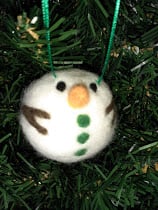 Needle Felted Snowman Bauble