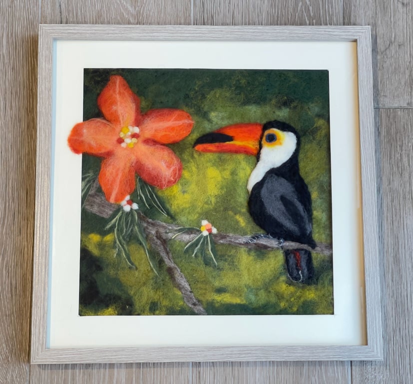 Wool felted Toucan Painting 