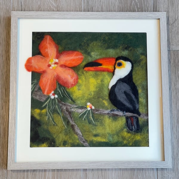 Wool felted Toucan Painting 