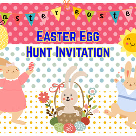 Pack Of 6 Easter Hunt Invitations A6 