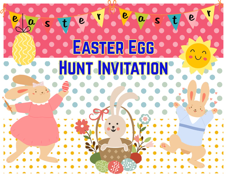Pack Of 6 Easter Hunt Invitations A6 
