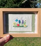Wild flowers with bee and butterfly hand embroidered art in picture frame - Image 5