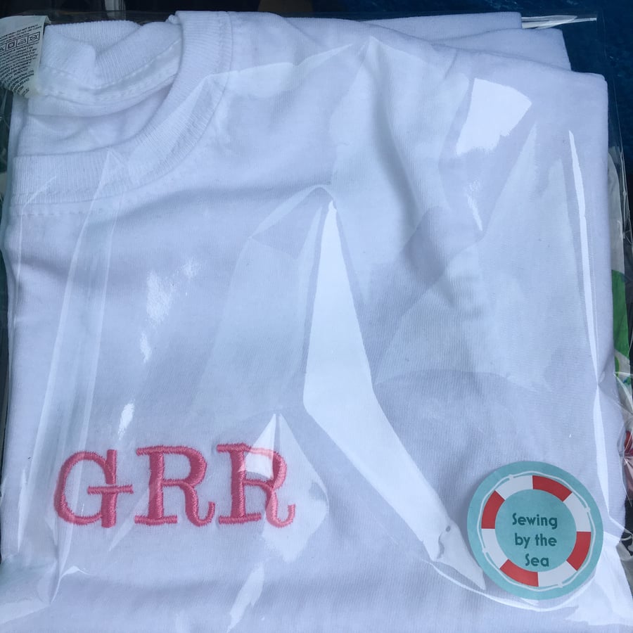 Custom order personalised embroidered T-shirt 