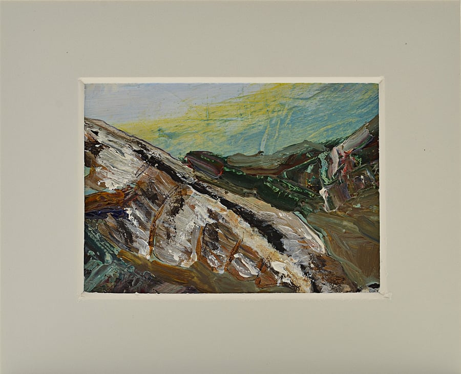 ACEO Original Painting of a Mountain Side