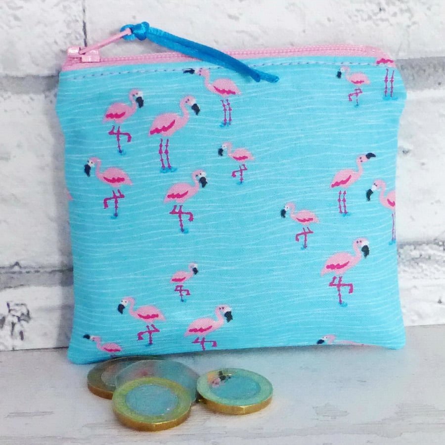 Zipped coin purse, Flamingos 