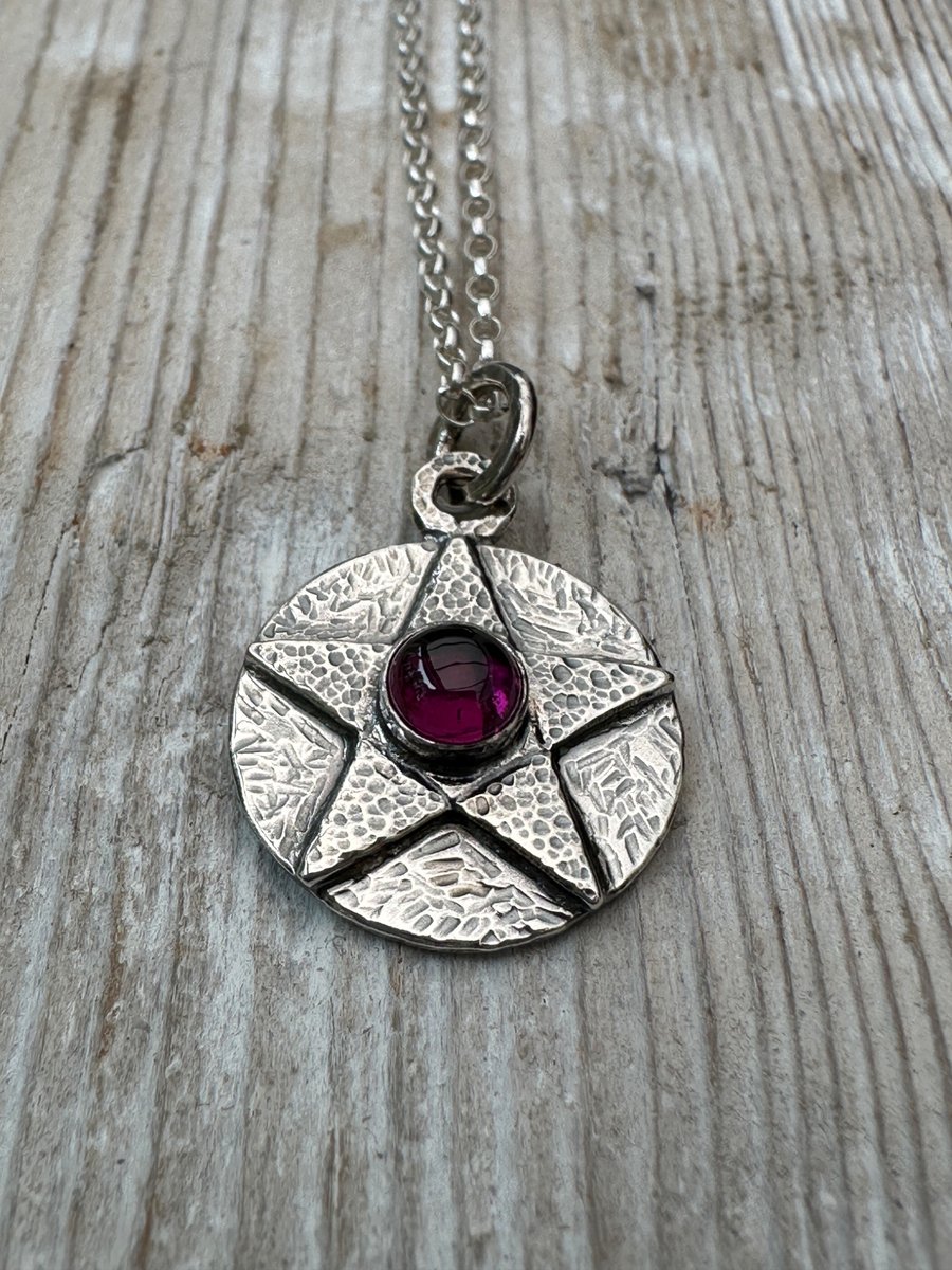 Pentagram Pendant with Rhodolite Garnet 